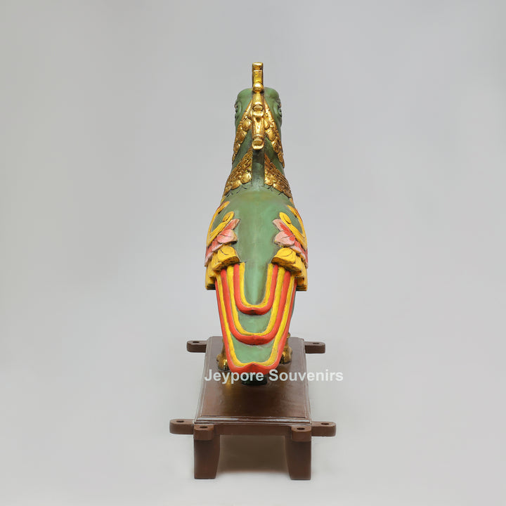 Handcrafted Wooden AnnaPakshi Parrot Vahan Statue on Decorative Chowki