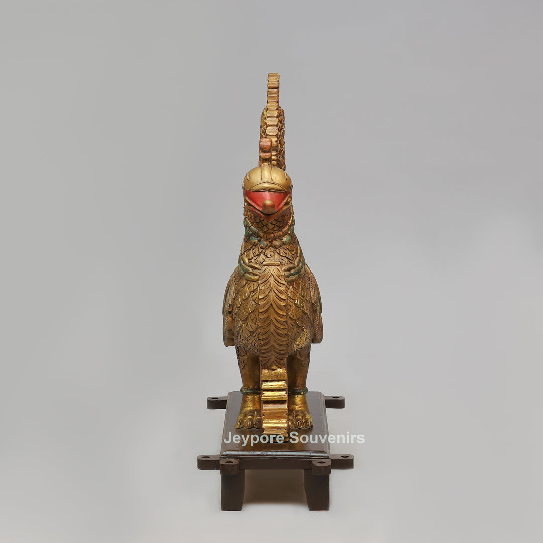 Hand-Carved Wooden Annapakshi (Hamsa) Statue