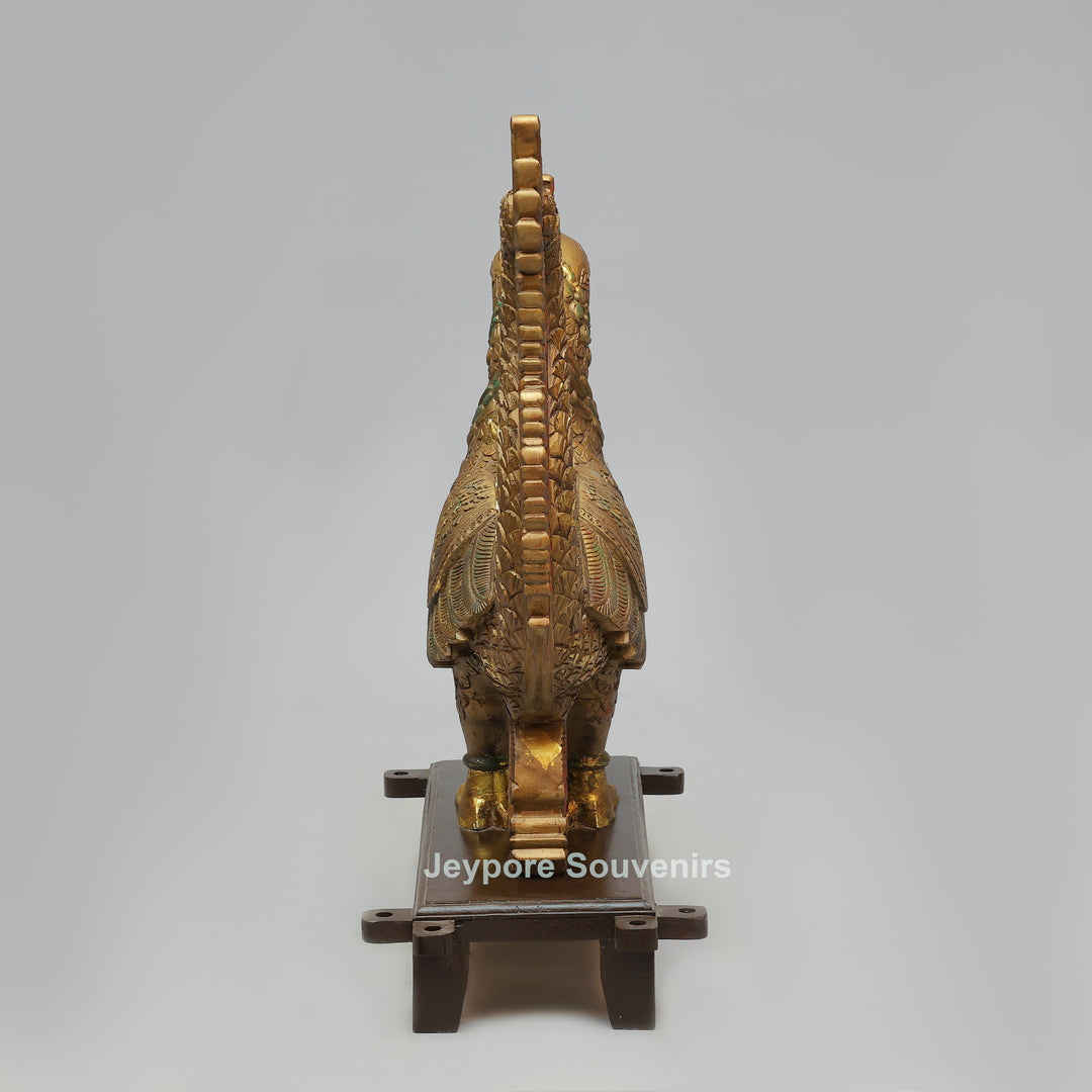 Hand-Carved Wooden Annapakshi (Hamsa) Statue