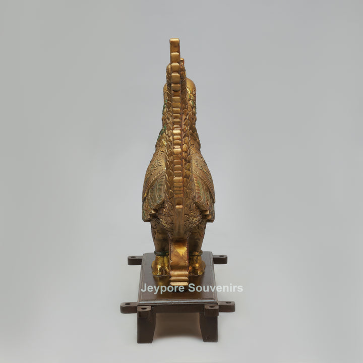 Hand-Carved Wooden Annapakshi (Hamsa) Statue