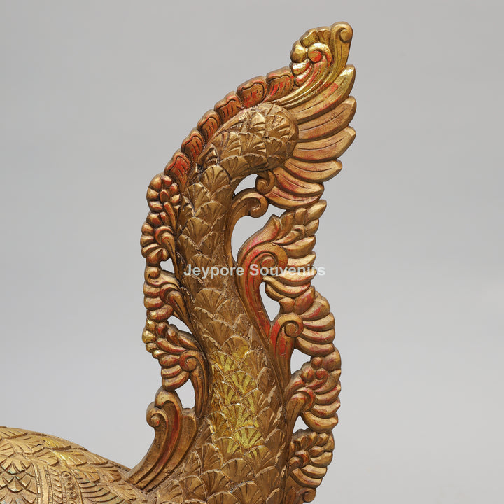 Hand-Carved Wooden Annapakshi (Hamsa) Statue