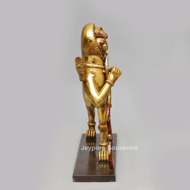 Handcrafted Wooden Simha Yali (Mythical Lion) Statue