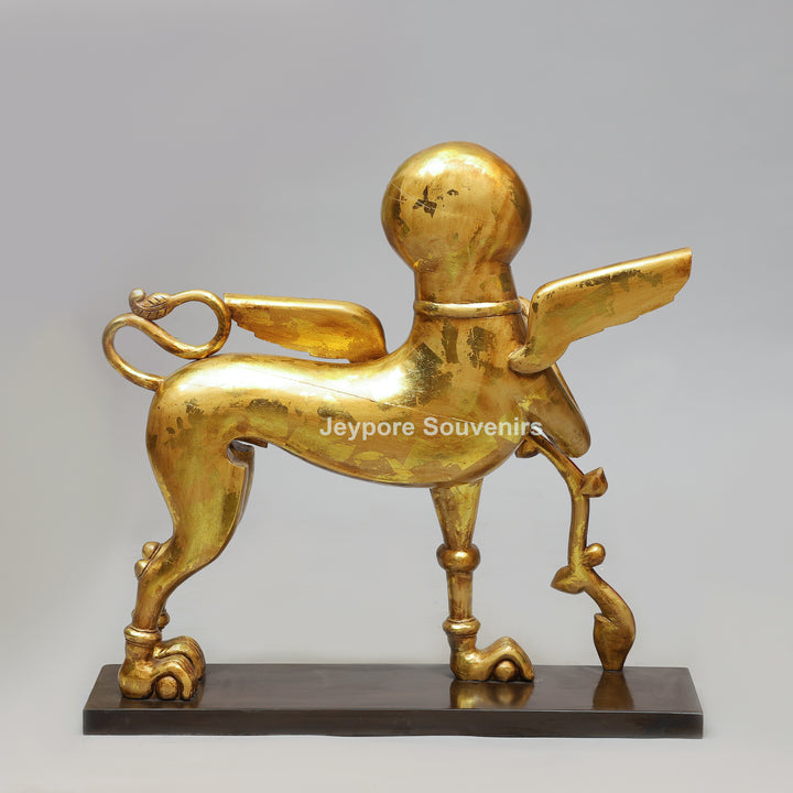 Handcrafted Wooden Simha Yali (Mythical Lion) Statue