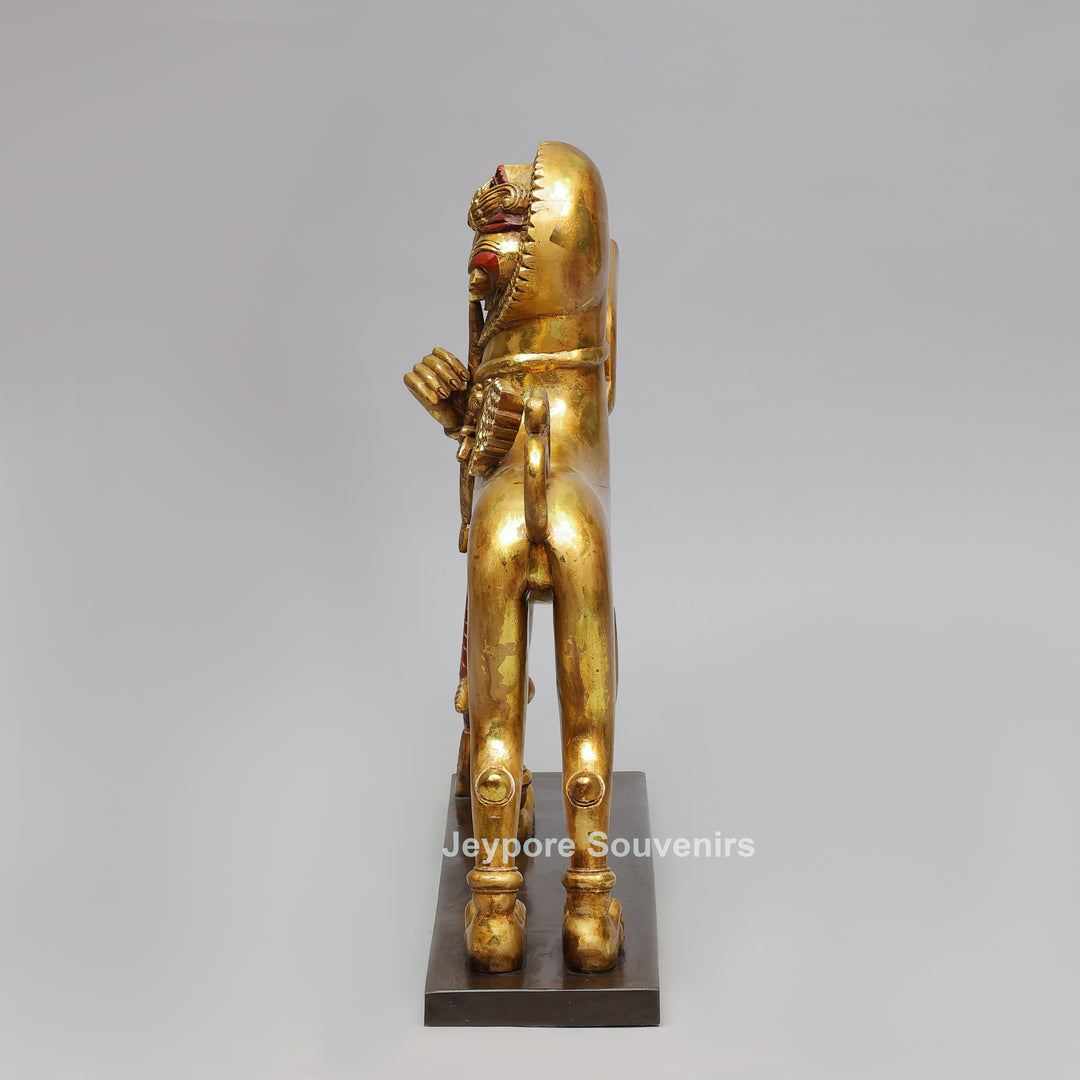 Handcrafted Wooden Simha Yali (Mythical Lion) Statue