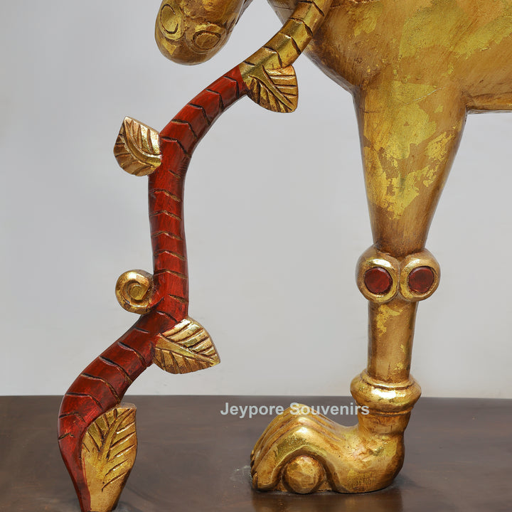 Handcrafted Wooden Simha Yali (Mythical Lion) Statue