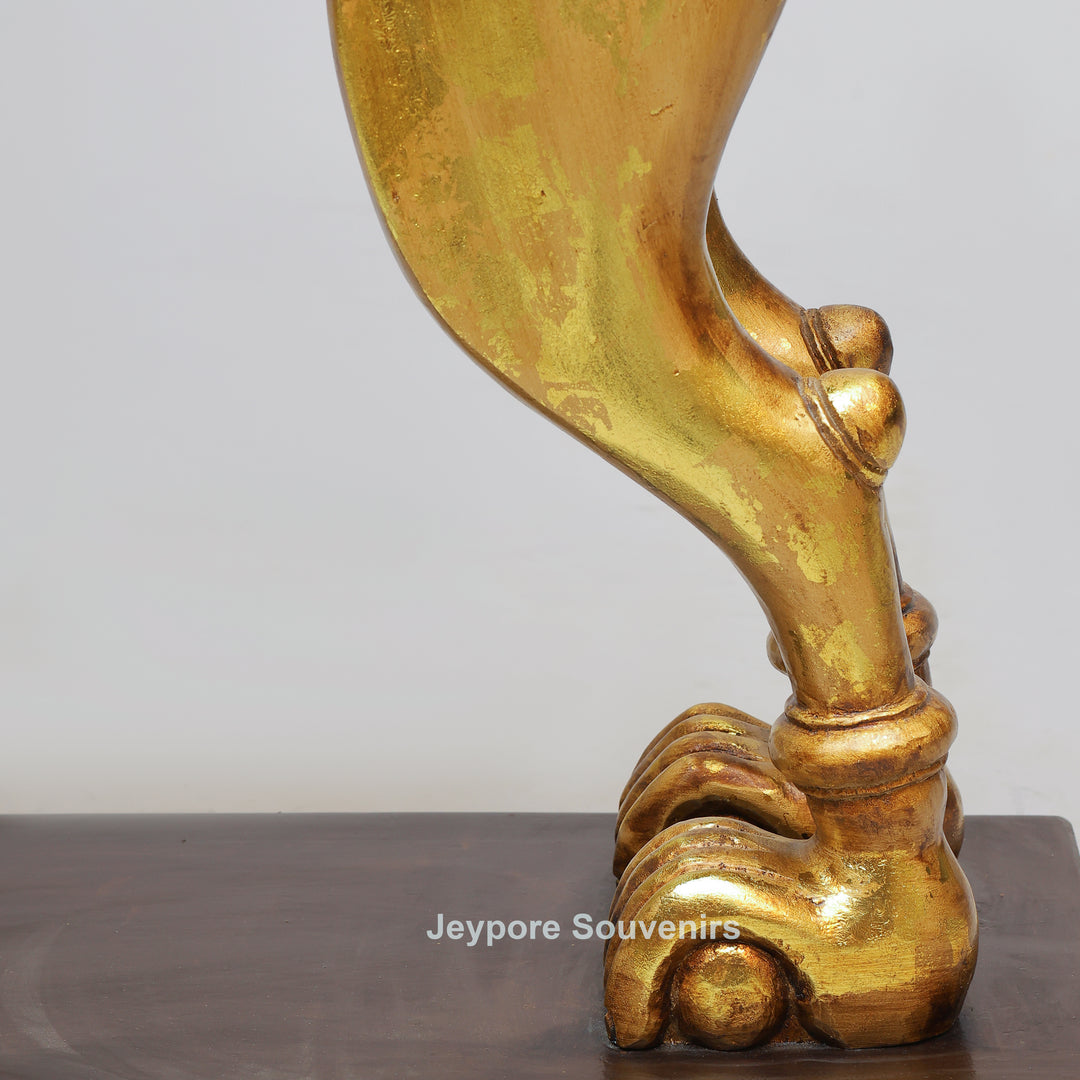 Handcrafted Wooden Simha Yali (Mythical Lion) Statue