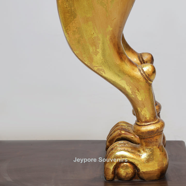 Handcrafted Wooden Simha Yali (Mythical Lion) Statue