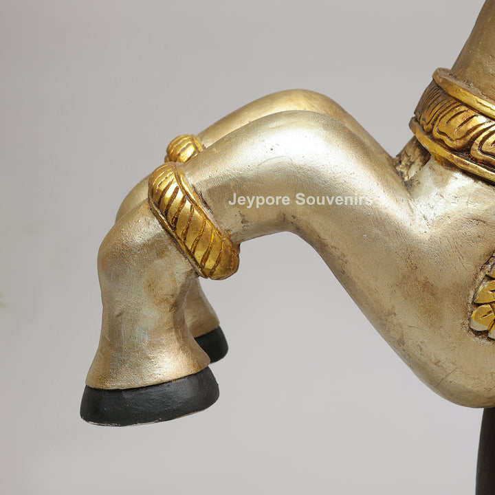 Handcrafted Wooden Flying Horse (Pegasus) Statue with Decorative Base