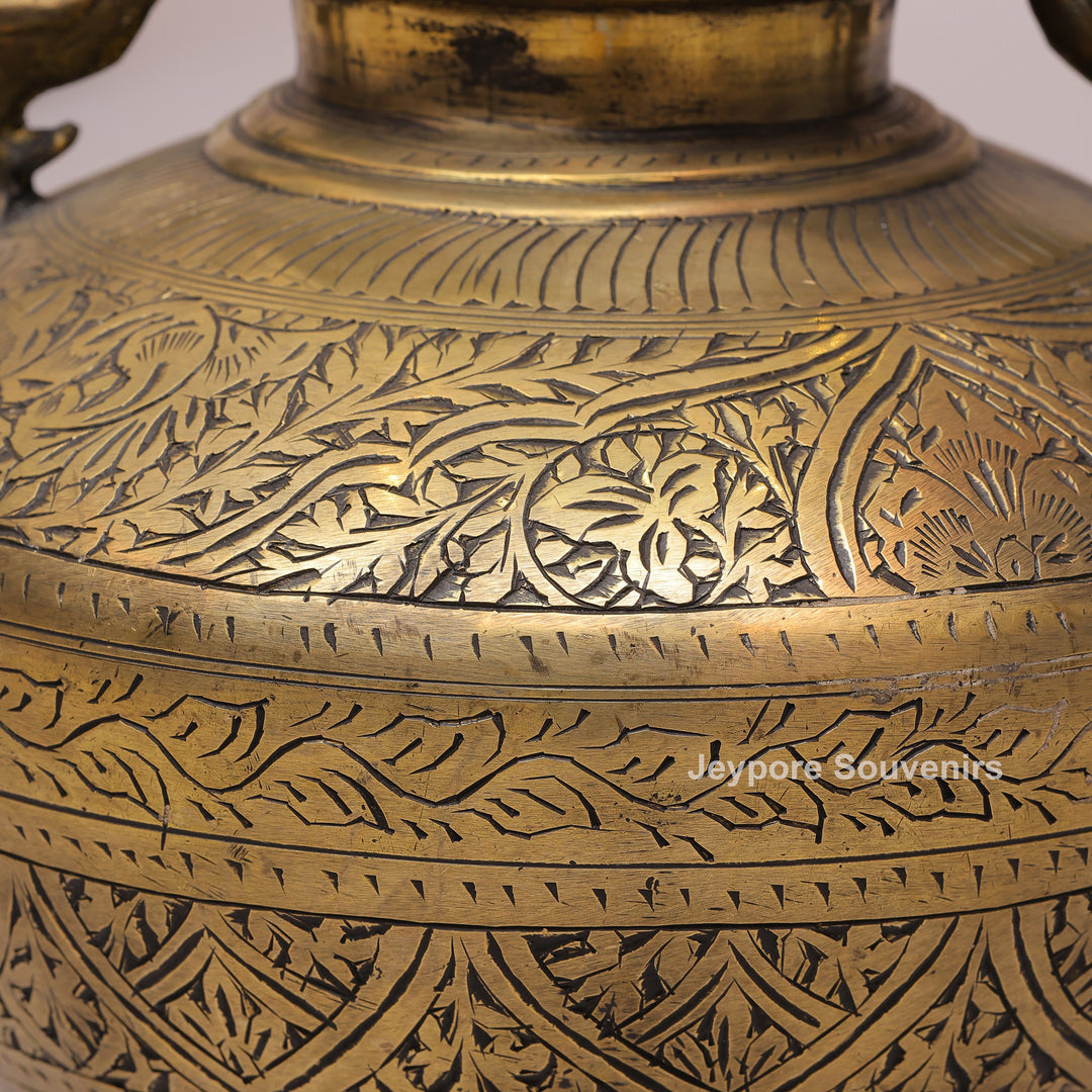 Handmade Brass Peacock Handle Decorative Pot for Luxury Home Decor
