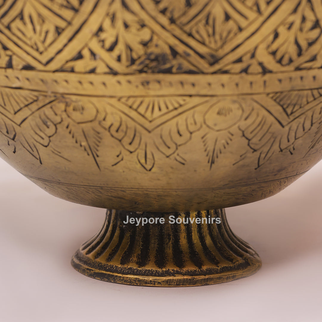 Handmade Brass Peacock Handle Decorative Pot for Luxury Home Decor