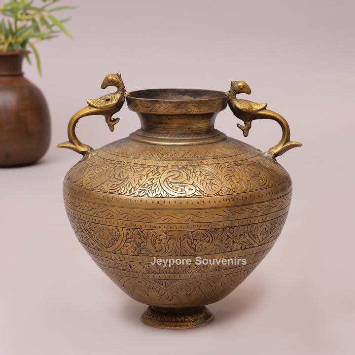 Brass Decorative Luxury Planter with Peacock Handles