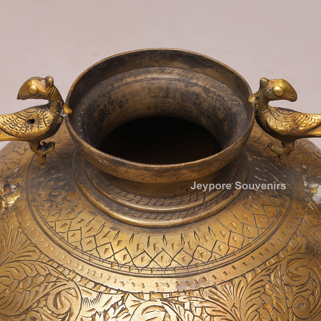 Brass Decorative Luxury Planter with Peacock Handles