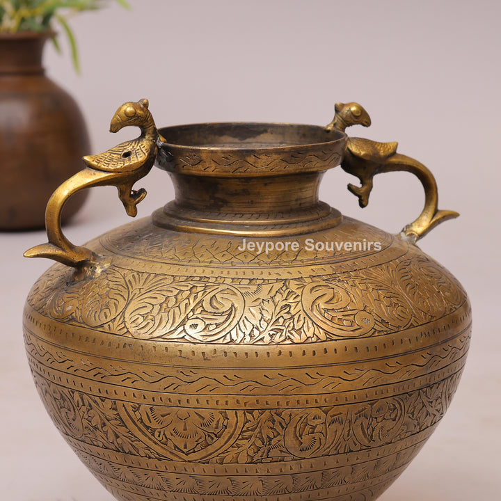 Brass Decorative Luxury Planter with Peacock Handles