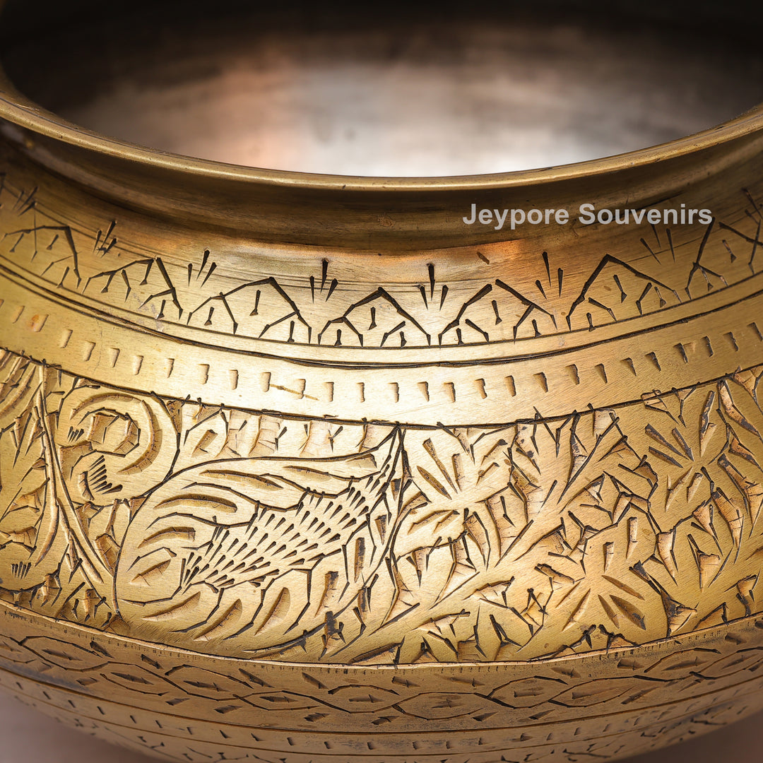 Handmade Peacock Handle Brass Pot for Luxury Home Décor