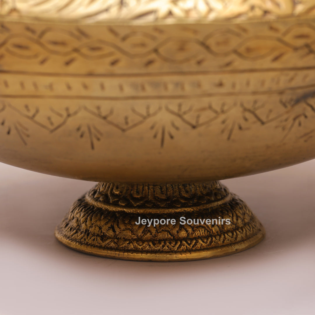 Handmade Peacock Handle Brass Pot for Luxury Home Décor
