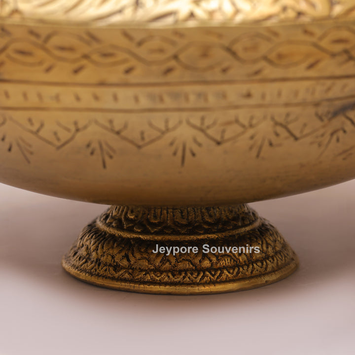 Handmade Peacock Handle Brass Pot for Luxury Home Décor