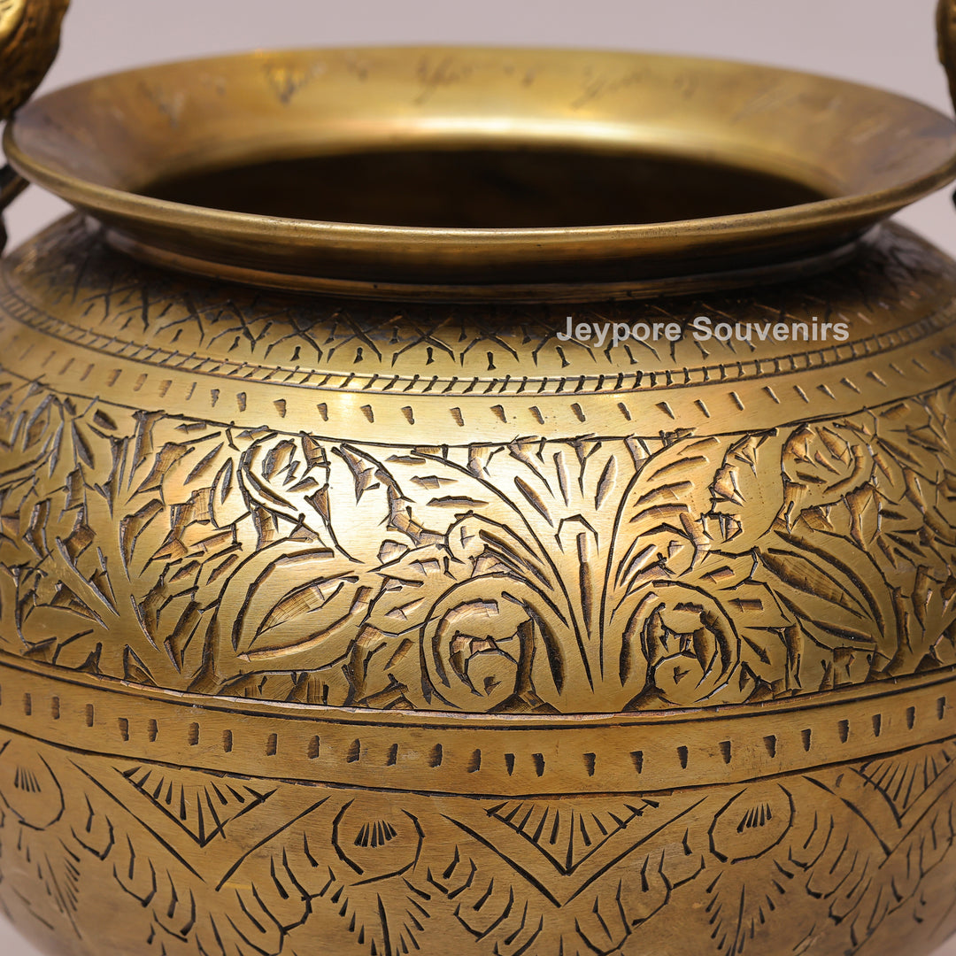 Brass Peacock Handle Decorative Pot for Luxury Home