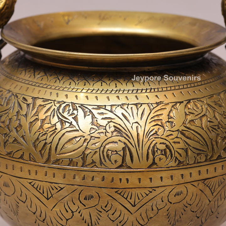 Brass Peacock Handle Decorative Pot for Luxury Home