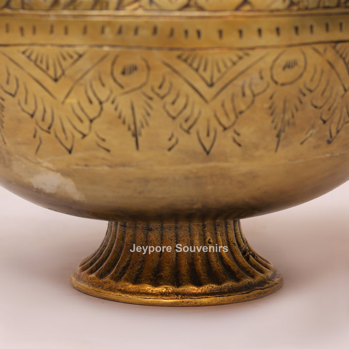 Brass Peacock Handle Decorative Pot for Luxury Home