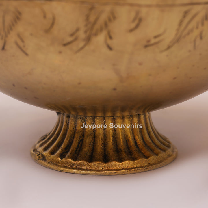 Traditional Antique Brass Decorative Planter with Peacock Handles