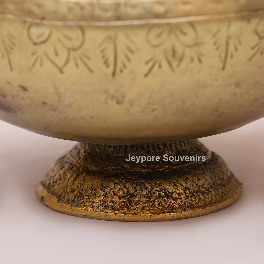 Handcrafted Antique Brass Planter With Peacock Handle for Luxury Home