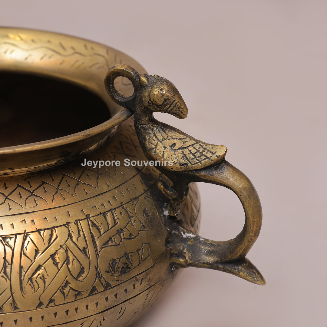 Antique Peacock Handle Brass Decorative Planter for Home Decor