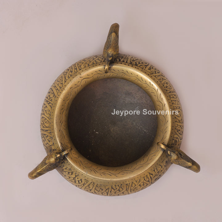 Antique Peacock Handle Brass Decorative Planter for Home Decor