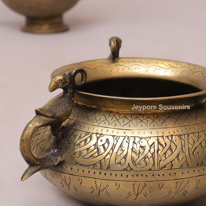 Antique Peacock Handle Brass Decorative Planter for Home Decor