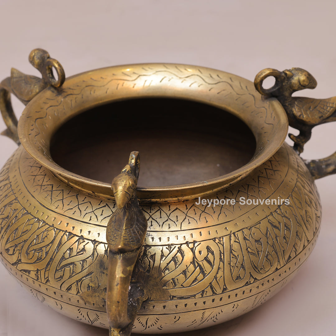 Antique Peacock Handle Brass Decorative Planter for Home Decor