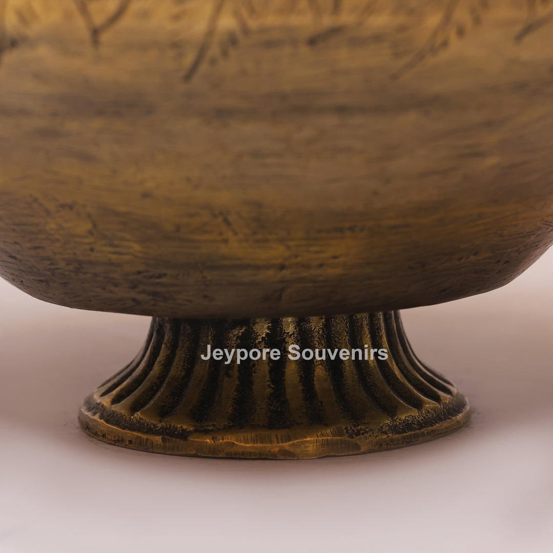 Handcrafted Peacock Handle Brass Decorative Planter Pot for Home Decor