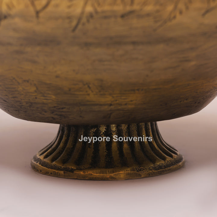 Handcrafted Peacock Handle Brass Decorative Planter Pot for Home Decor