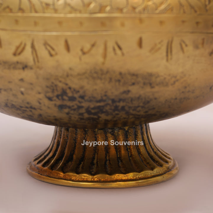 Vintage Style Antique Brass Planter Pot with Peacock Handles