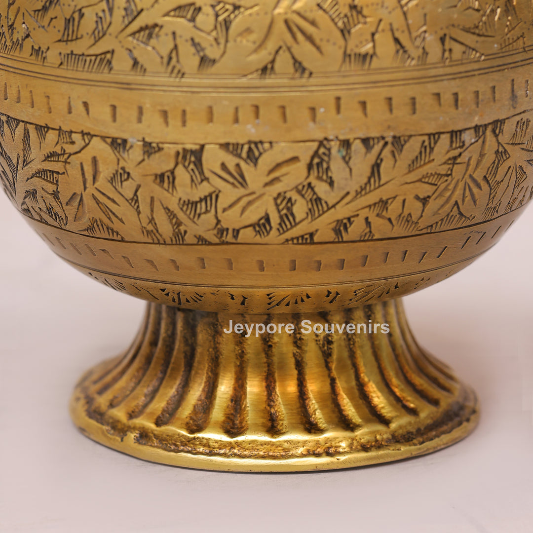 Handcrafted Brass Planter with Graceful Peacock-Shaped Side Handles