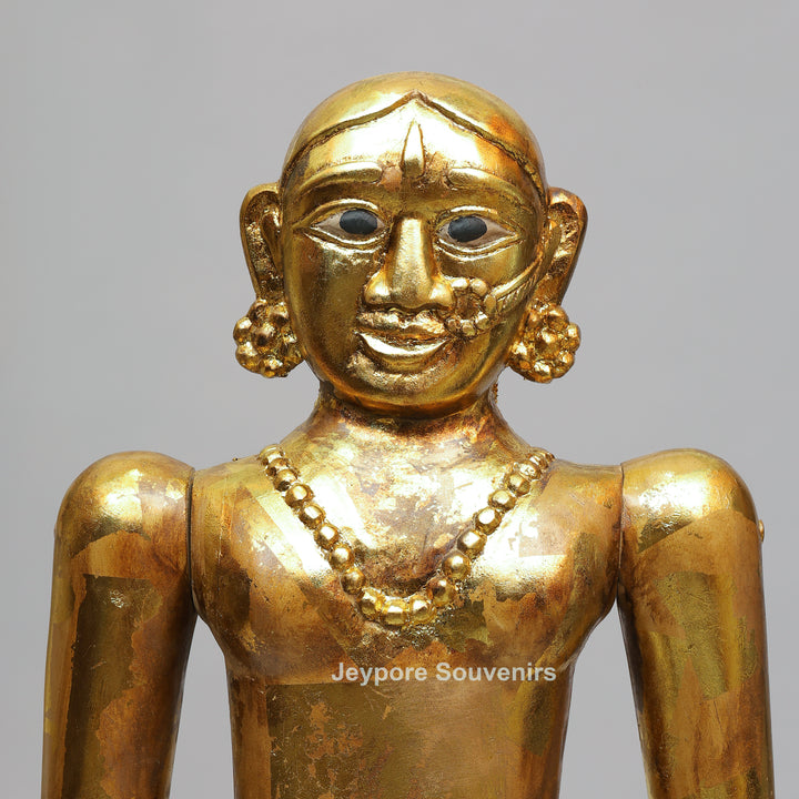 Handcrafted Antique Gold Wooden Puppet Figures Set
