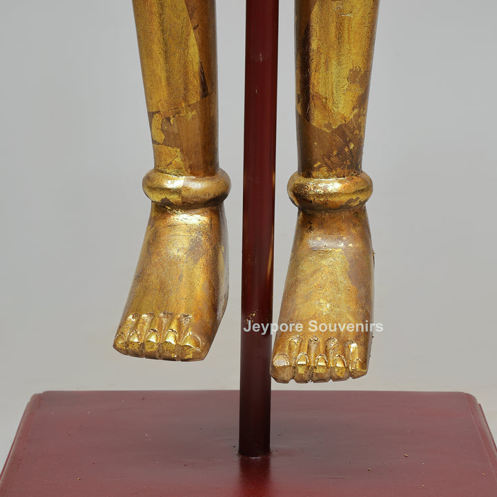 Handcrafted Antique Gold Wooden Puppet Figures Set