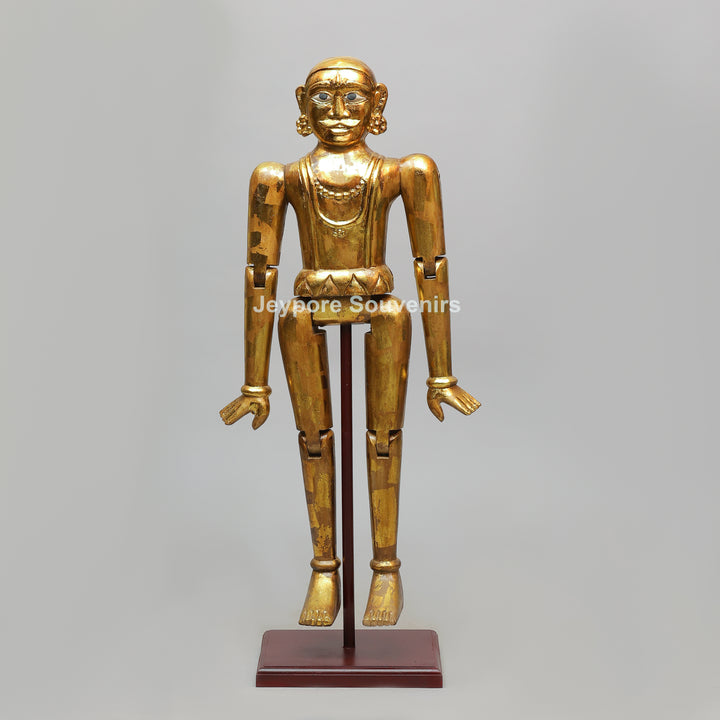 Handcrafted Antique Gold Wooden Puppet Figures Set