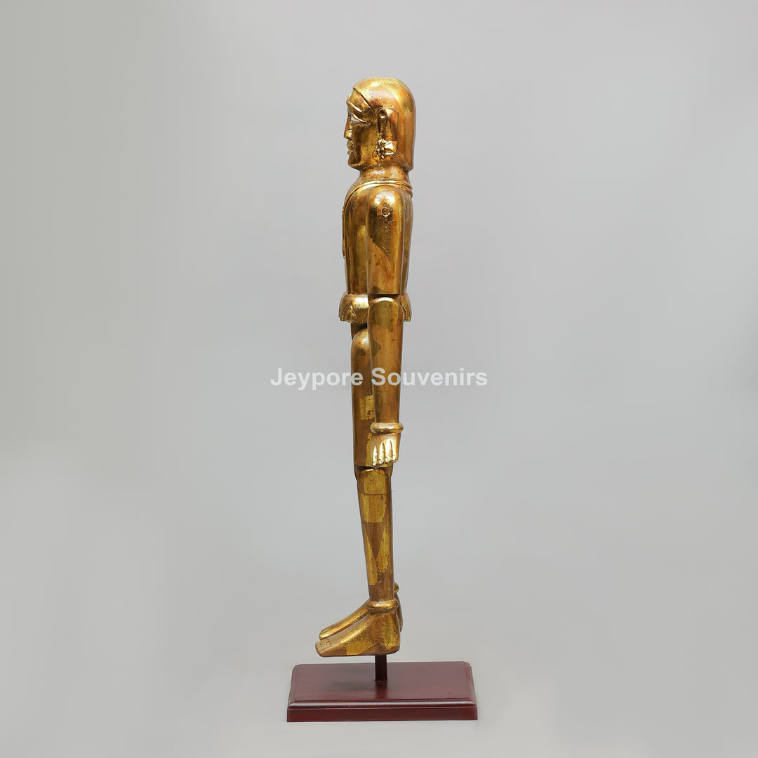 Handcrafted Antique Gold Wooden Puppet Figures Set
