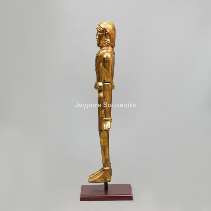 Handcrafted Antique Gold Wooden Puppet Figures Set