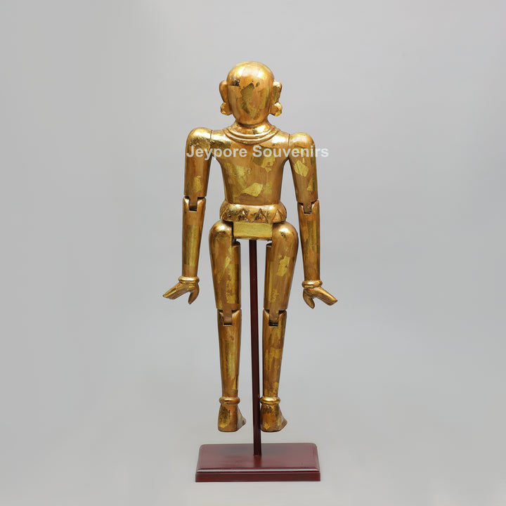 Handcrafted Antique Gold Wooden Puppet Figures Set