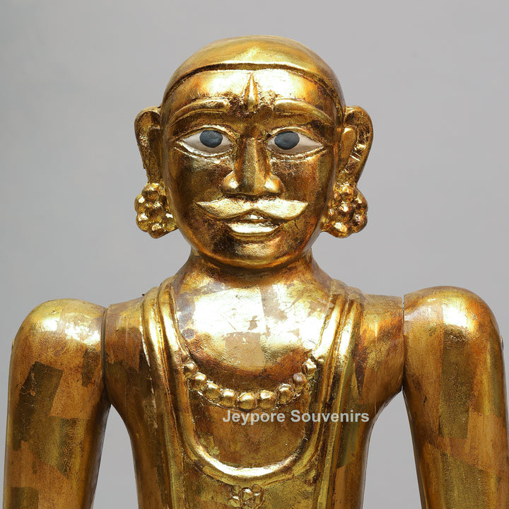Handcrafted Antique Gold Wooden Puppet Figures Set