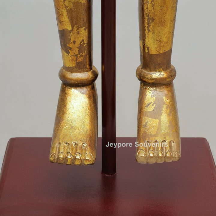 Handcrafted Antique Gold Wooden Puppet Figures Set
