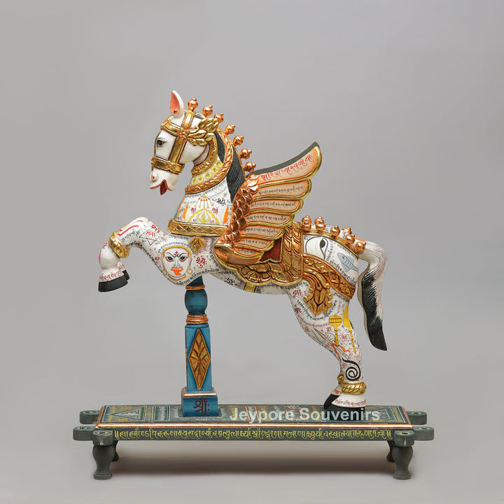 Handcrafted Wooden Flying Horse Pegasus Sculpture