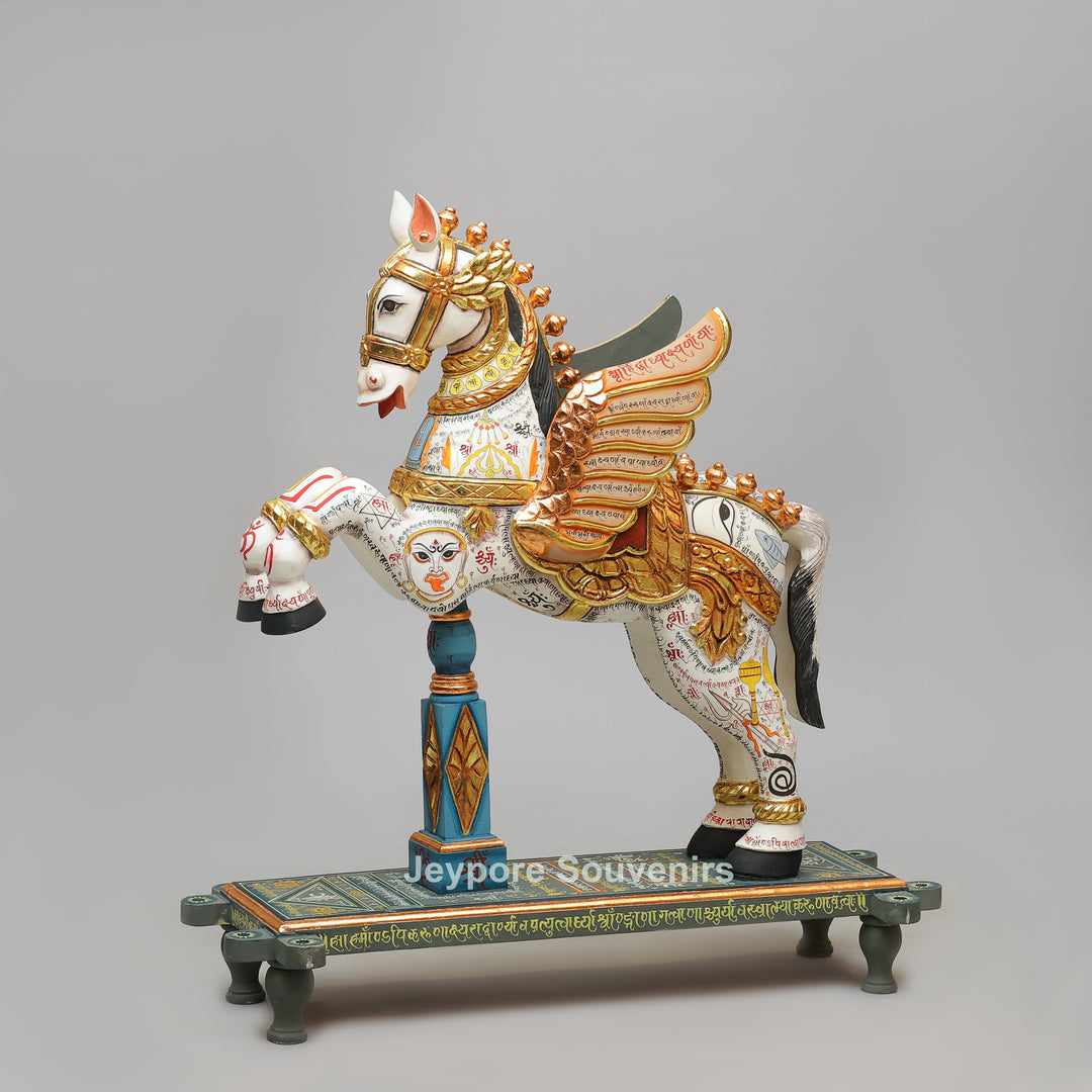 Handcrafted Wooden Flying Horse Pegasus Sculpture