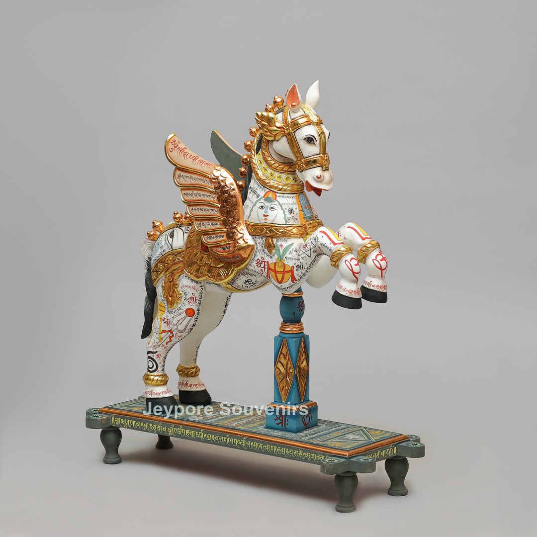 Handcrafted Wooden Flying Horse Pegasus Sculpture