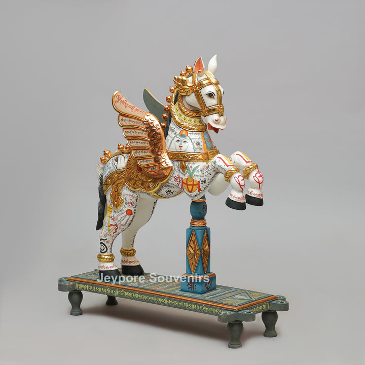 Handcrafted Wooden Flying Horse Pegasus Sculpture