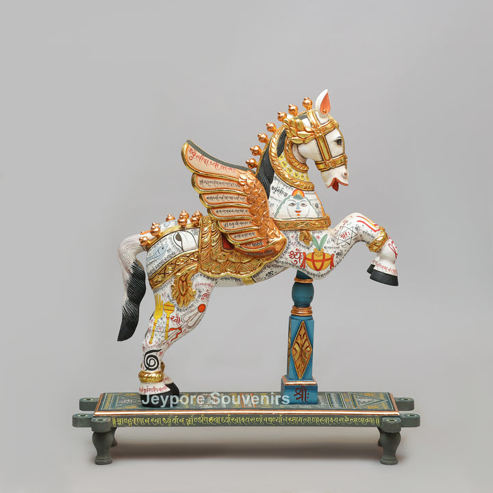 Handcrafted Wooden Flying Horse Pegasus Sculpture