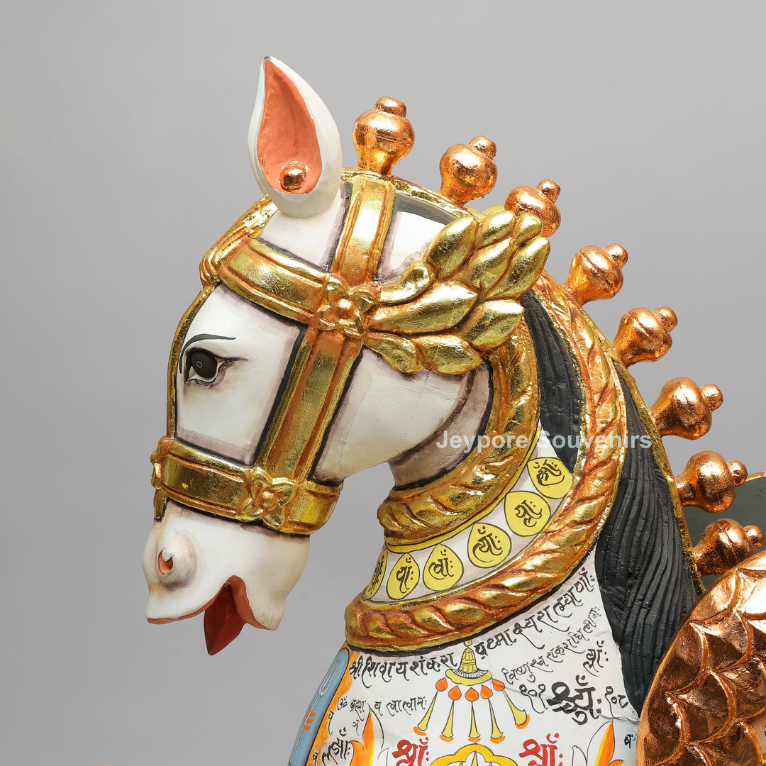 Handcrafted Wooden Flying Horse Pegasus Sculpture