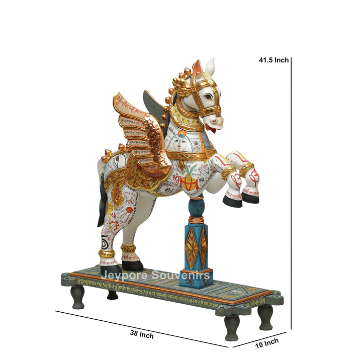 Handcrafted Wooden Flying Horse Pegasus Sculpture