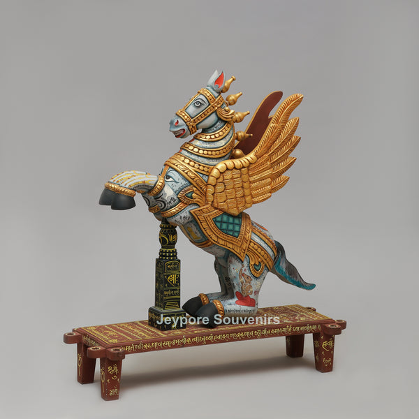 Handcrafted Wooden Flying Horse Pegasus Sculpture