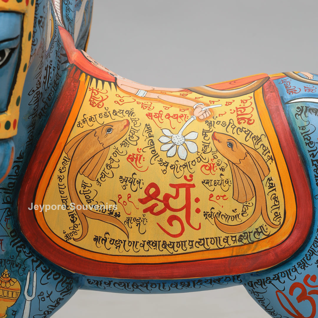 Hand-Painted Rajasthani Seven-Headed Horse Sculpture